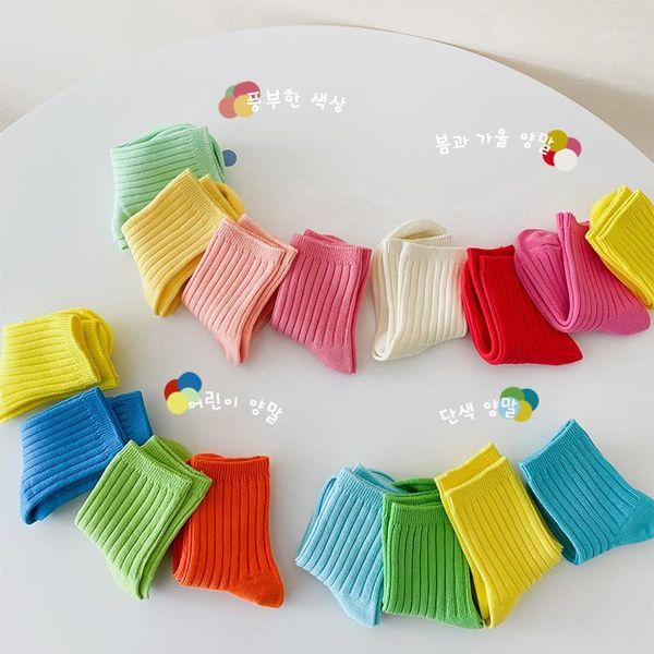 

socks toddler boy kids wholesales cotton girls solid 4 pairs /pack, Pink;yellow