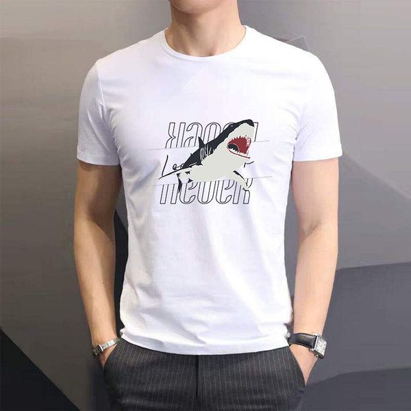 

tee 2021 new summer white short-sleeved korean slim youth half-sleeved printed tide men's round neck t-shirt, White;black