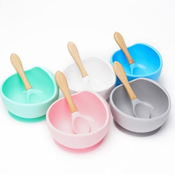 

baby silicone bowl feedingtableware spoon waterproof suction children's tableware plate set dishes kitchenware bowls