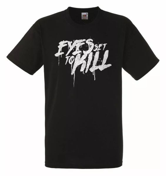 

eyes set to kill logo black mens t-shirt men rock band tee shirt, White;black