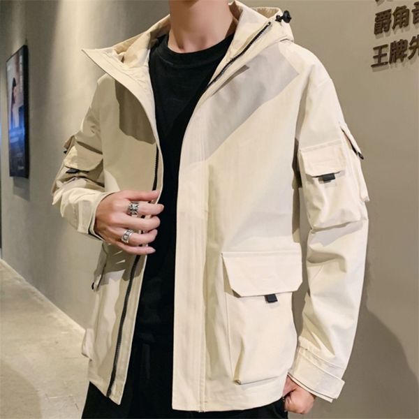 

spring autumn casual jacket men hooded windbreaker coat man jackets outerwear clothing plus size 6xl 7xl 8xl 9xl 210811, Black;brown