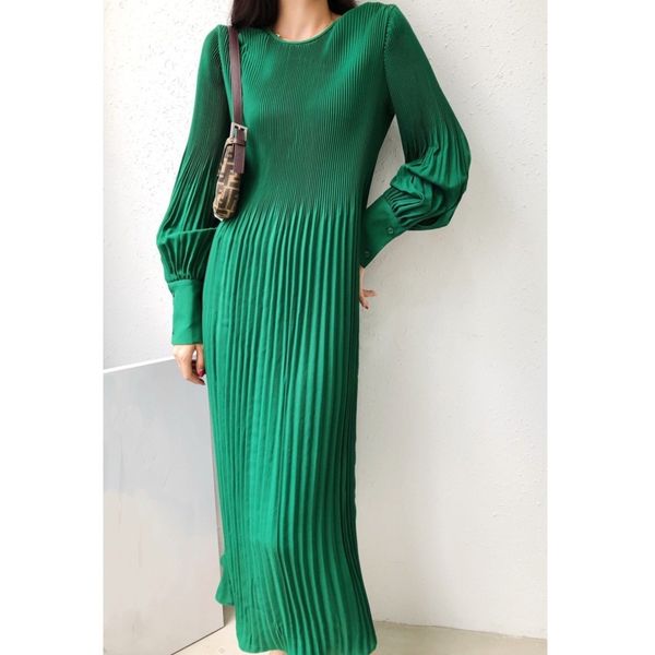 

spring female loose casual round neck solid color single breasted long sleeve minimalist dress 8y517 210510, Black;gray