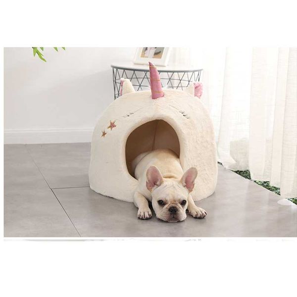 

kennels & pens 2021 house nest cute cushion bed kennel sofa pet-products removable cat round plush warm dog
