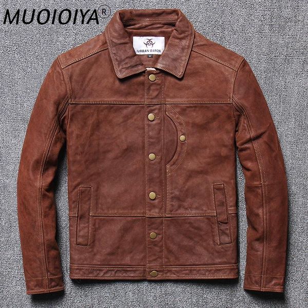 

men's leather & faux 2021 men's genuine jacket, first layer frosted cowhide motorcycle jacket, Black