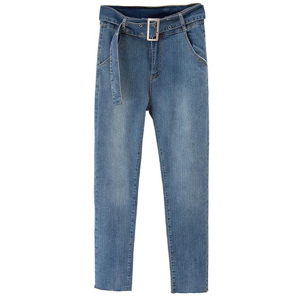 

women's jeans good quality plus big size panty women spring winter autumn 2021 feminina thin elastic high waist female a5951, Blue