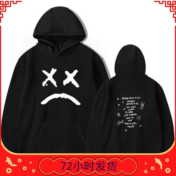 

yuexin clothing 2019 new popular rapper lil peep surrounding trend hooded sweater, Black
