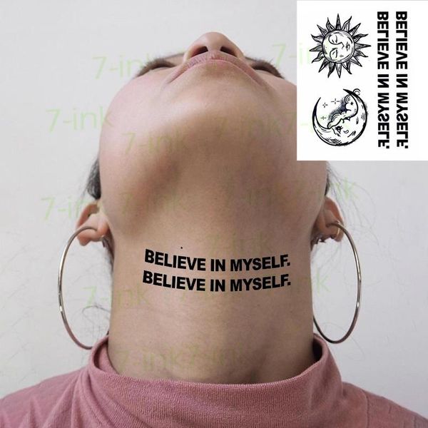 

temporary tattoos waterproof tattoo stickerenglish letter sun moon cat on the back of hand flash tatoo fake for men women