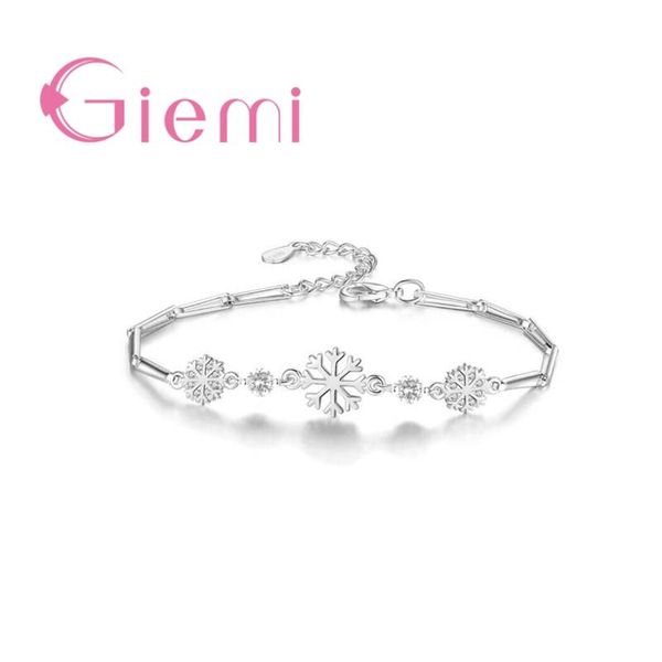 

link, chain giemi personality fashion snowflake shape exquisite 925 sterling silver adjustable bracelet for woman girls festival gift, Black