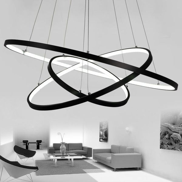 

black/white fashional super thin modern chandeliers circle 3 rings led chandelier light for indoor lighting 40cm 60cm 80cm 100cm