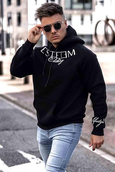 

men's hoodies & sweatshirts 2022 men 's black printed hooded sweatshirt 4402