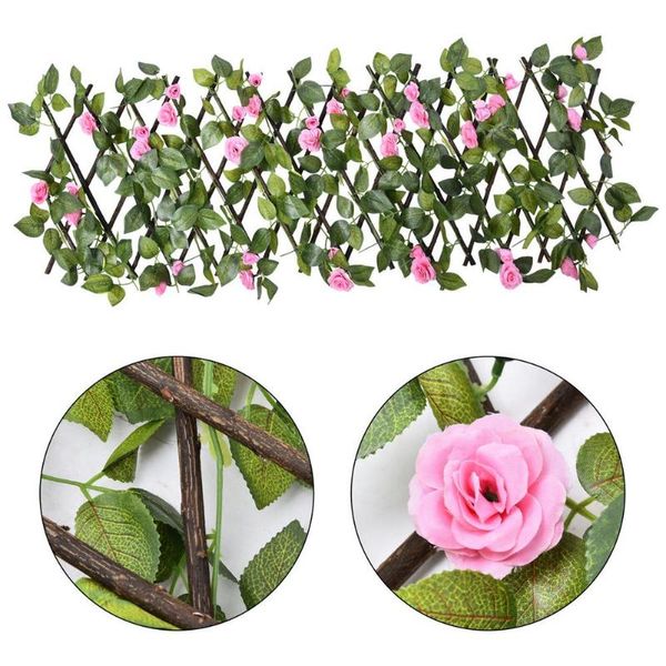 

fencing, trellis & gates expanding fence privacy screen flower leaves faux ivy retractable panel garden plant courtyard balcony wall decorat