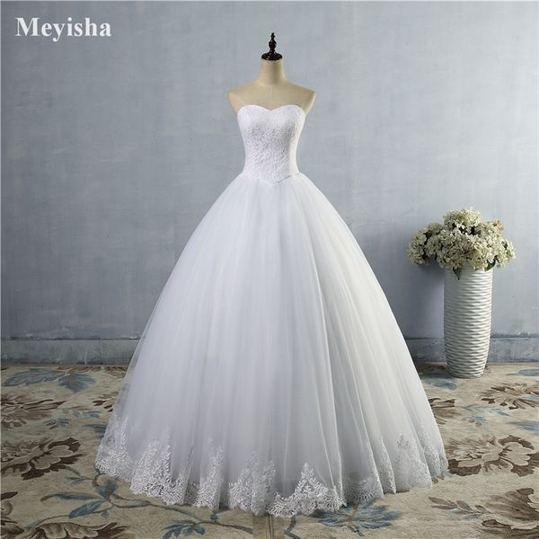 ZJ9014 Bellissimo abito da sposa con bordo in pizzo bianco avorio per le donne ragazze 2021 abito da ballo da sposa taglia 2-28W