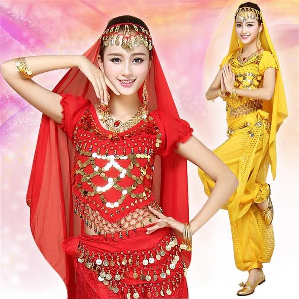 

belly dance costume bollywood apparel women clothing set stage wear, Black;red