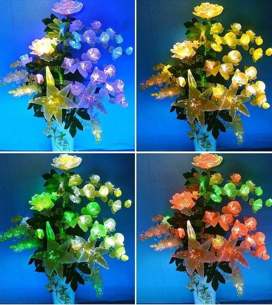 

led artificial bunch fake silk butterfly orchid flower lily peony wedding party valentine's day bouquet bridal home decor floral decora