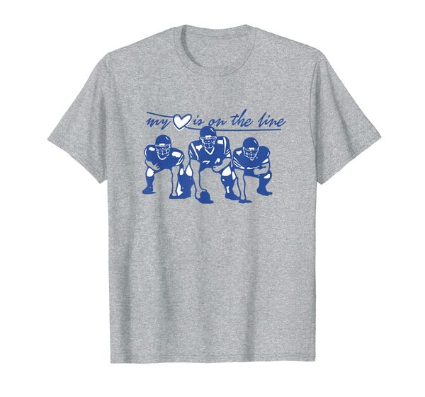 

football my heart is on the line offensive lineman t-shirt, White;black