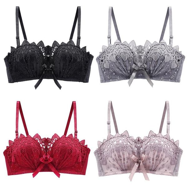 

bras push up bra set lingerie underwear women bralette female embroidery wire free, Red;black