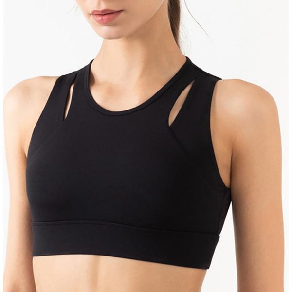 

yoga outfit women's sports bra gathered underwear without steel ring shockproof push up hollow back button