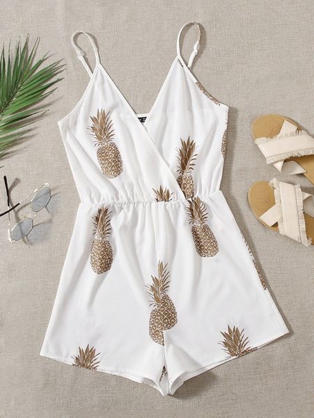

pineapple print slip romper q9gw#, White