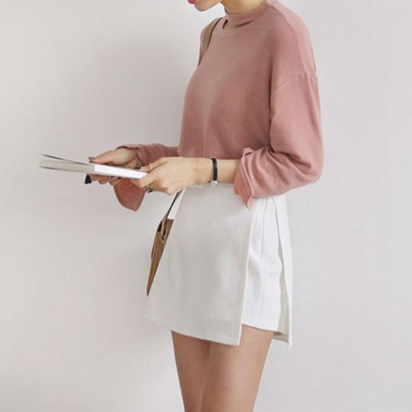 

skirts summer black commute skirt shorts fake 2 piece split pants a word high waist work short