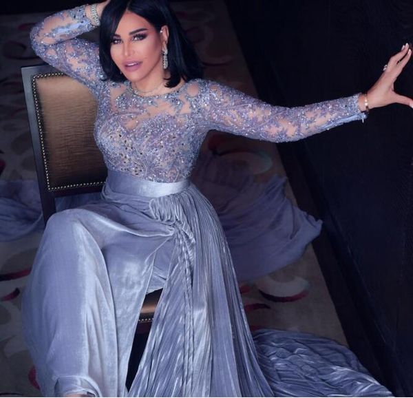 

evening dress purple sweetheart youssef aljasmi long sleeve with trail lace crystal appliques velvet long dress ahlamalshamsi, Black;pink