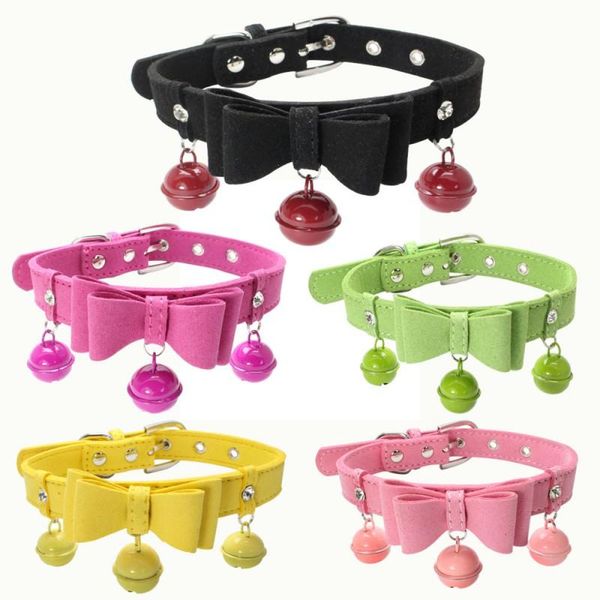 

dog collars & leashes collar adjustable bells pet puppy cat necklace product 5 color soft arrive 2021