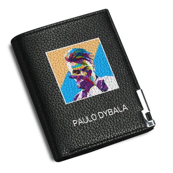 

wallets paulo dybala wallet la joya soccer purse football print short leather case money notecase change burse bag card holders, Red;black