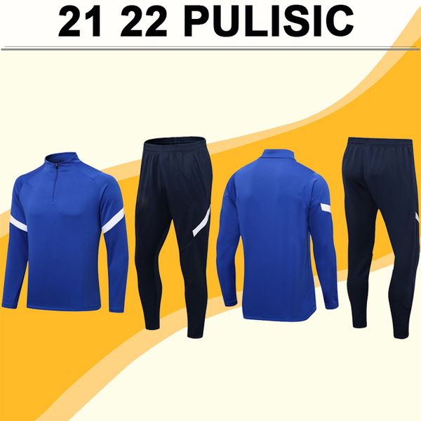 

21 22 kante giroud half zipper training wear soccer jerseys pulisic kovacic ziyech lampard jorginho football shirt, Black