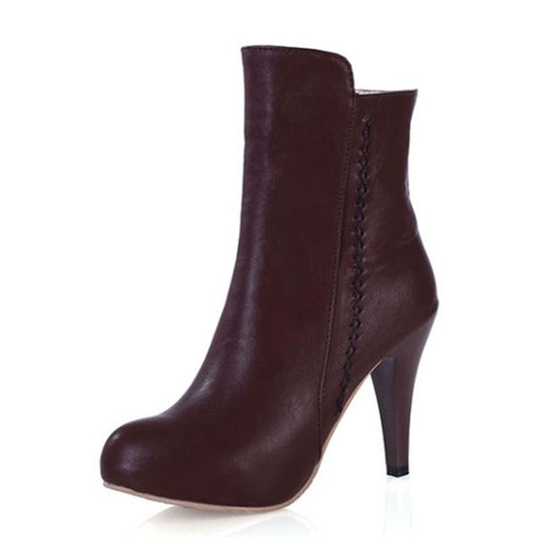 

boots plus-size fashion with high heels short round head thick leisure, summer, fall, party, Black