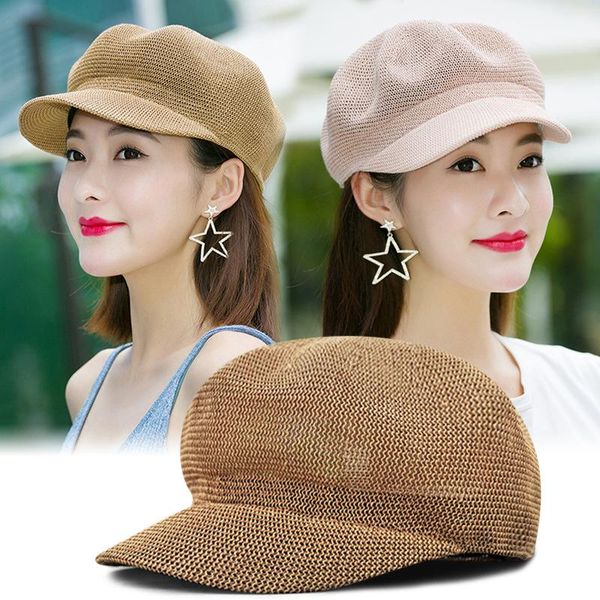 

stingy brim hats hat lady spring summer day korean edition breathable octagonal outdoor painter simple fashion sunscreen sunshade, Blue;gray