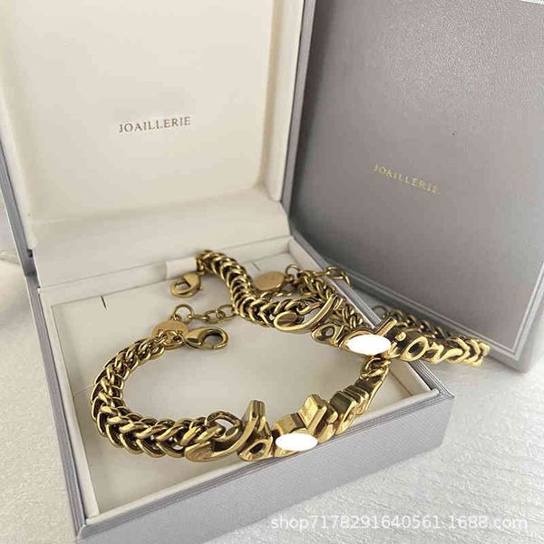 

bangle charm bracelets d family letter light luxury niche design 2021 net red same brass, Golden;silver