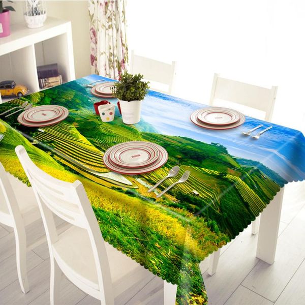 

tablecloth nature terrace blue sky pattern merry christmas washable cloth thicken rectangular and round wedding table