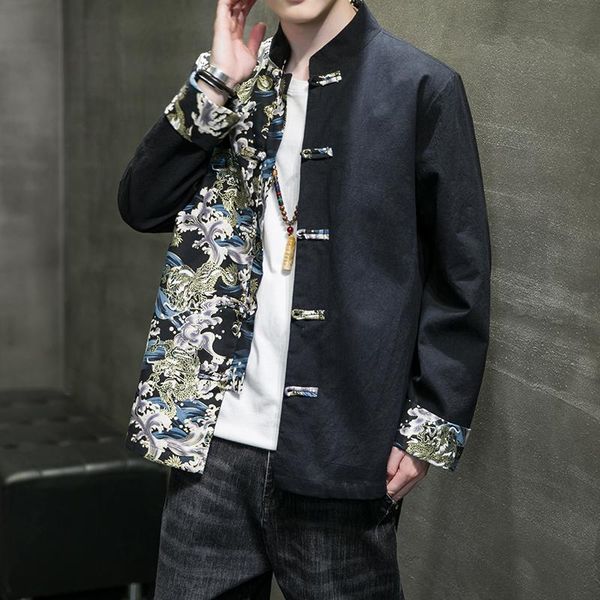 

men's jackets arrival brand patchwork single breasted splicing bomber jacket men dragon embroidery fashion baseball uniform casual coat, Black;brown