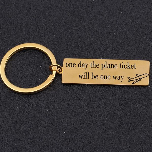 

keychains stainless steel keychain engraved one day the plane ticket will be way distance friend 's gift miss key tag ring holder, Silver