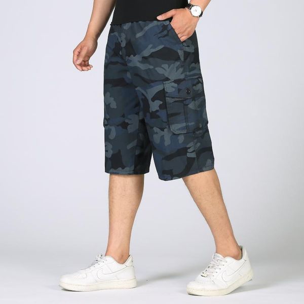 

men's shorts men casual camouflage short army green military style cargo summer plus size 4xl 5xl losse blue camo bermuda cotton, White;black