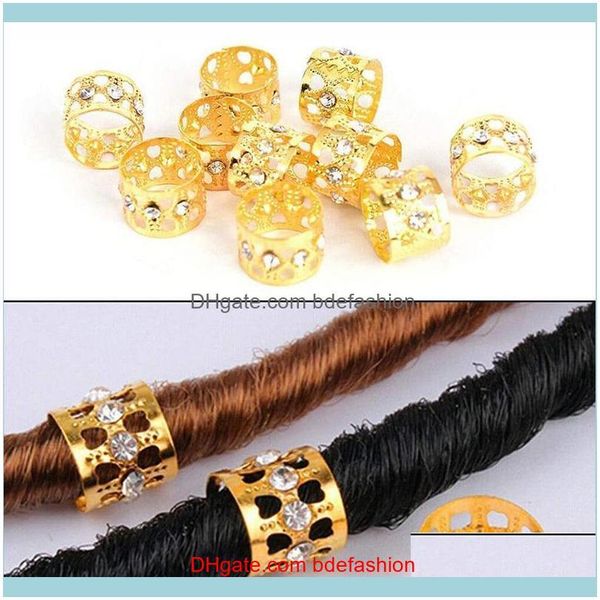 

hair jewelry jewelryhair clips & barrettes 10pcs dread braids gold sier color micro lock tube beads adjustable cuffs for aessories drop deli, Golden;silver