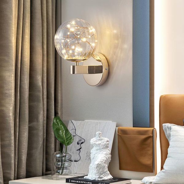 

wall lamps nordic led for bedroom living room decor interior light metal lamp vintage glass lampshade sconces