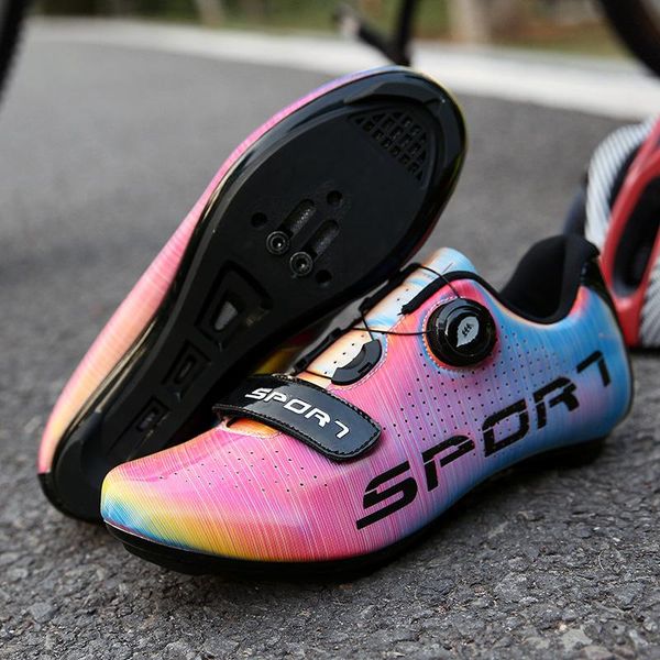

cycling footwear colorful shoes men outdoor professional racing road spd pedal bicycle sneaker mtb mountain bike, Black