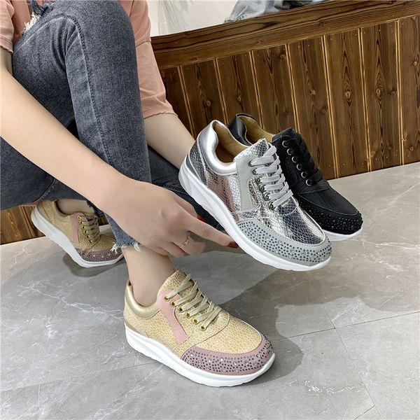 

sandals woman pumps female ladies round toe sneakers non-slip diamond decoration women shoes plus size 41 42 43 bwyy, Black