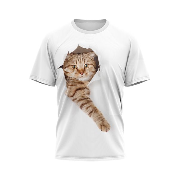 

funny cat men's 3d print t shirt graphic optical illusion short sleeve party streetwear punk & gothic round neck summer, White;black