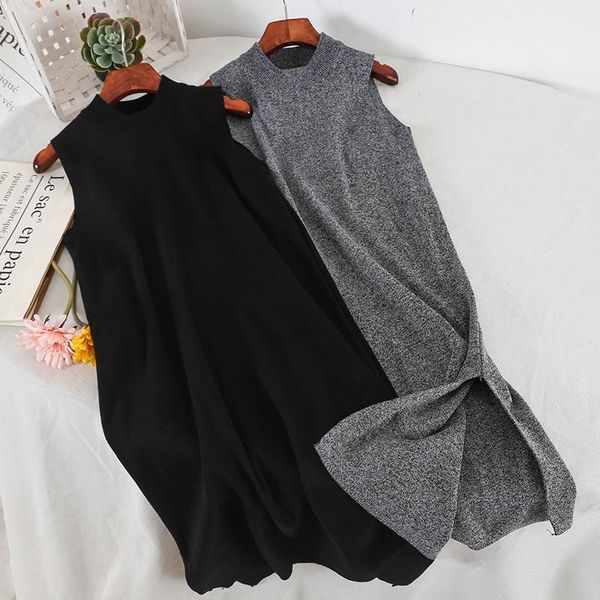 

casual dresses 2021 summer fashion women's vest dress sleeveless bottoming midi versatile elegant loose thin solid color, Black;gray