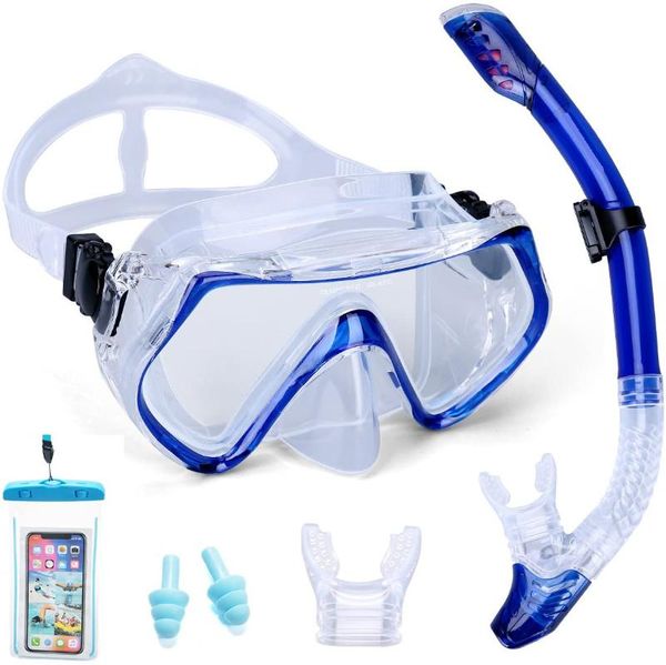 

diving masks snorkel set anti-fog mask with impact resistant tempered glass snorkeling gear swimming