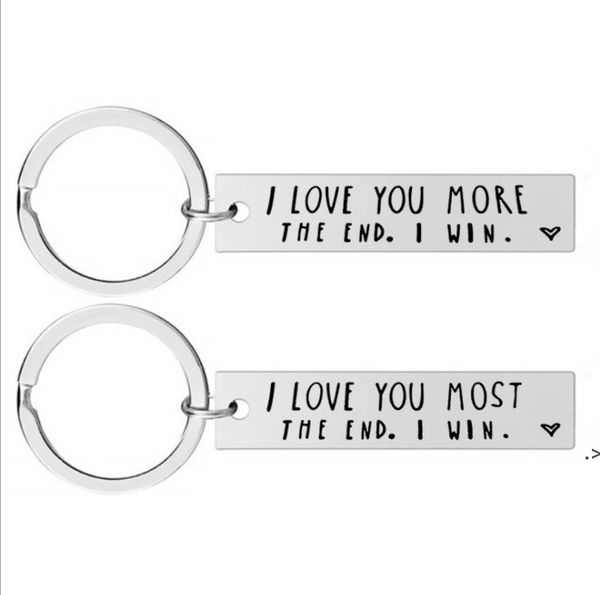 

i love you most more the end creative keyrings i win couples keychain stainless steel key holders party favor hwa8012, Silver