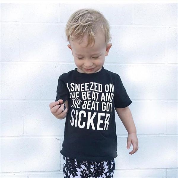 

i sneezed on the beat and got sicker letter childrens shirt baby boy toddler cute graphic t clothes, Blue