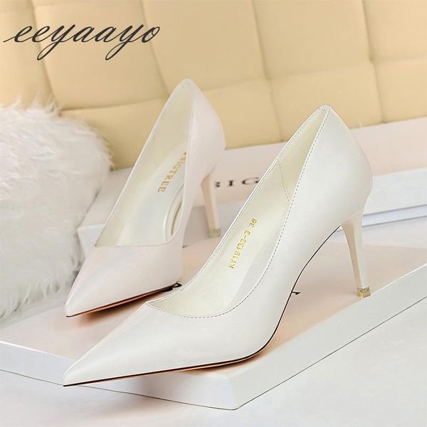 

dress shoes 2021 spring women pumps high thin heel pointed toe shallow fashion bridal wedding white ladies heels, Black