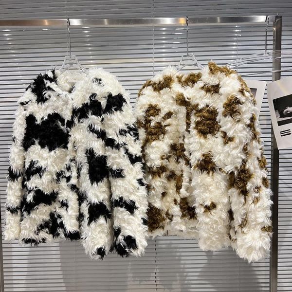 

women's jackets color block thermal lined teddy jacket black / brown