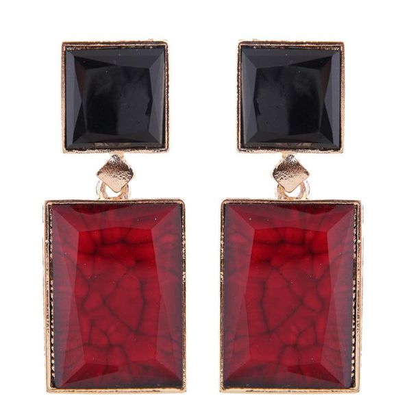 

european and american exaggerated large earrings retro geometric simple square dangle & chandelier, Silver