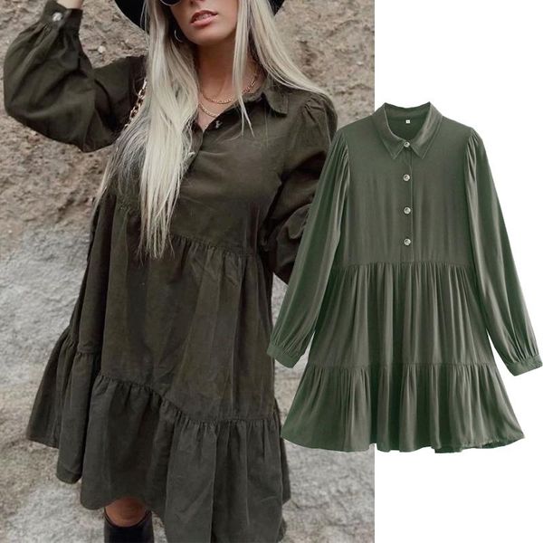 

fashion solid color single breasted shirt dress long sleeve ladies elegant retro vestidos spring mini casual dresses, Black;gray