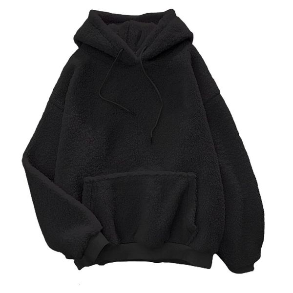 

women's hoodies & sweatshirts 2021 autumn and female winter thick ffy solid color sweater warm coat with hoodie casual woman sweatshirt, Black