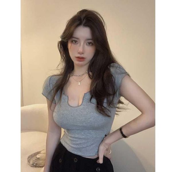 

women's t-shirt summer slim fit slimming and short korean-style retro chic all-matching pullover sleeve bottoming, White