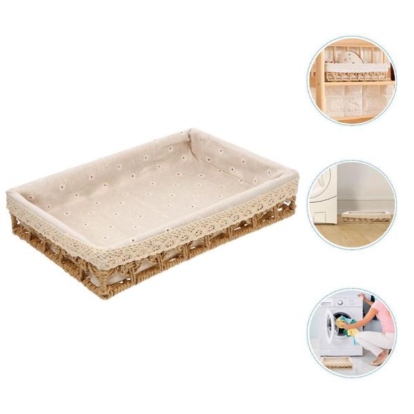 

storage baskets 1pc simulated rattan woven deskbasket organizer